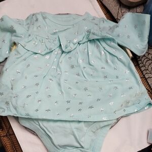 Garanimal's Light Blue Baby Dress with Silver Stars 12M